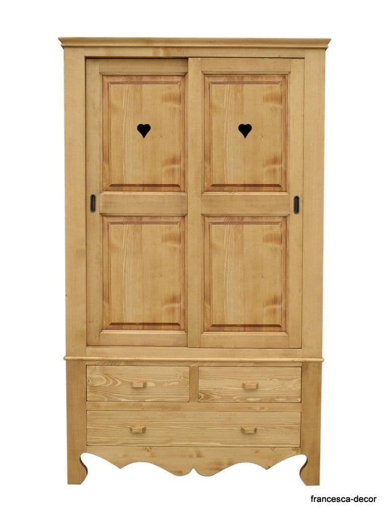 Dulap dormitor rustic cu 2 usi culisante, 120 x 55 x 200 cm