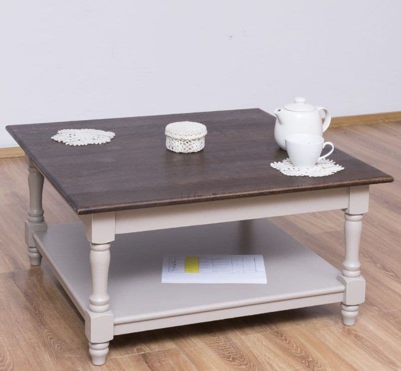 Masuta de cafea cu blat din stejar masiv, 90 x 90 x 45 cm