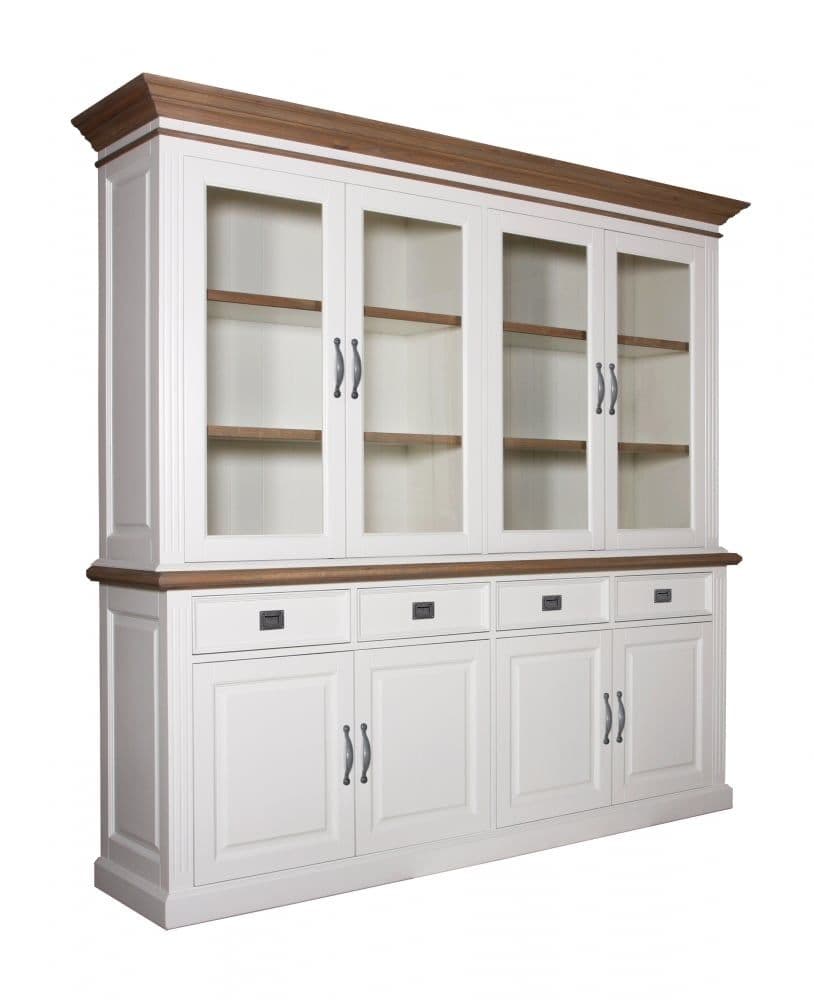 Bufet cu vitrina Lovely Oak 2 x 4 usi si 4 sertare