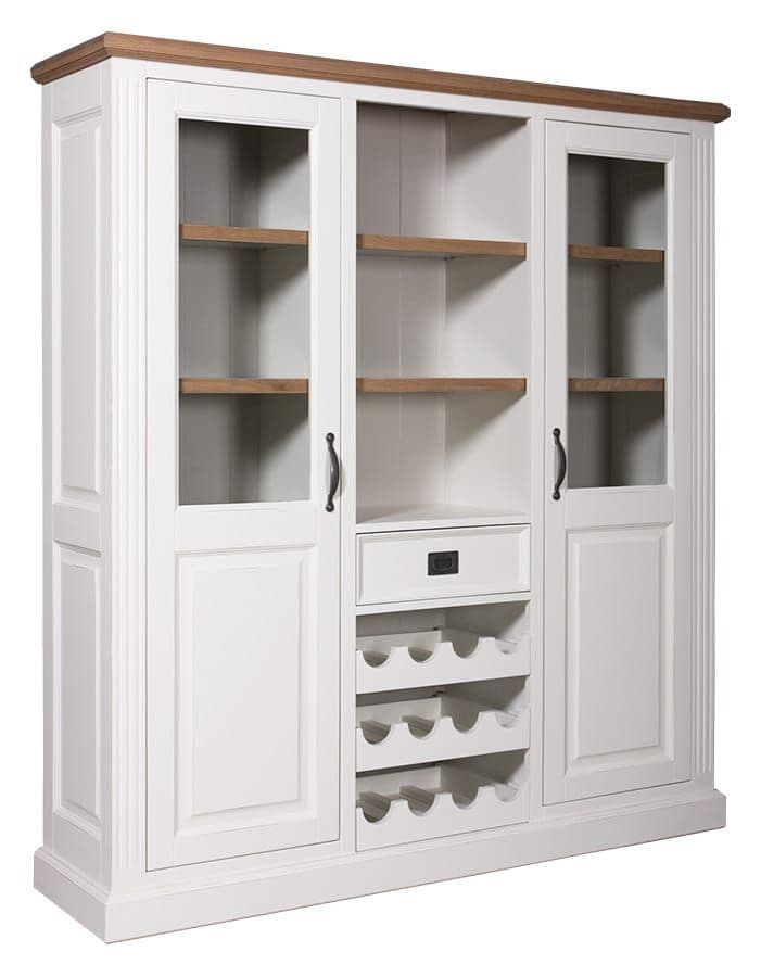 Bufet cu vitrina Lovely Oak 2 usi, 1 sertar su suport sticle