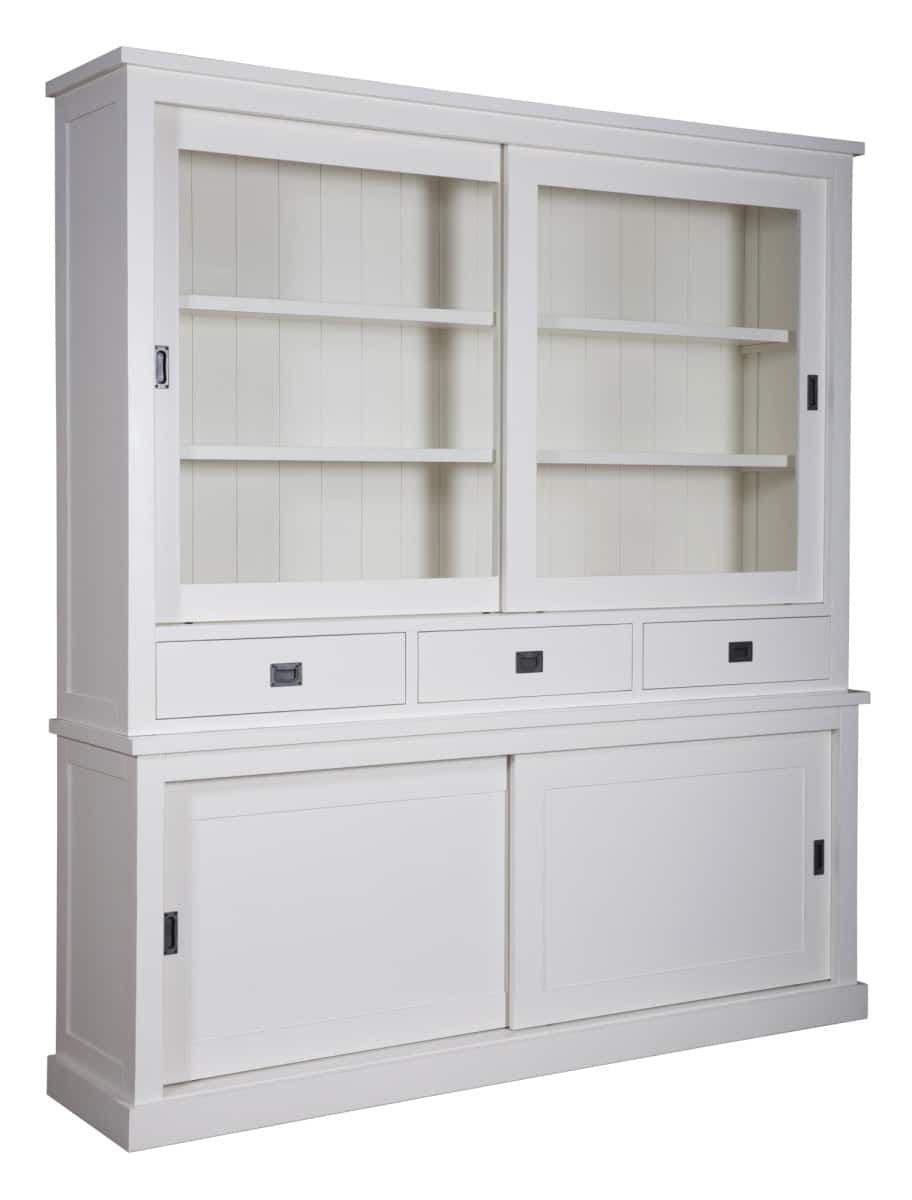 Bufet cu vitrina Lovely Kubic 2 x 2 usi culisante si 3 sertare