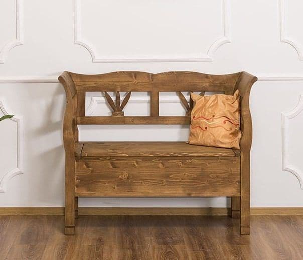 Banca mica cu lada depozitare, lemn masiv, 117 x 48 x 92 cm