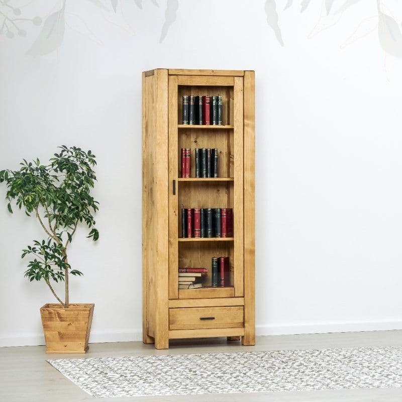 Vitrina 1 usa si 1 sertar Ecuador, Lemn masiv rustic, 72 x 40 x 195 cm