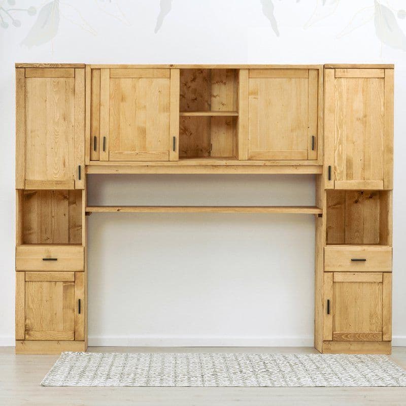 Dulap dormitor Ecuador cu 7 usi si 2 sertar, Lemn masiv rustic, 275 x 47 x 210 cm