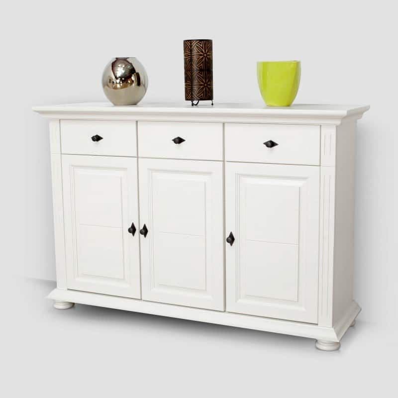 Comoda Elena, lemn masiv, 137.5 x 41 x 91.5 cm, alb unt