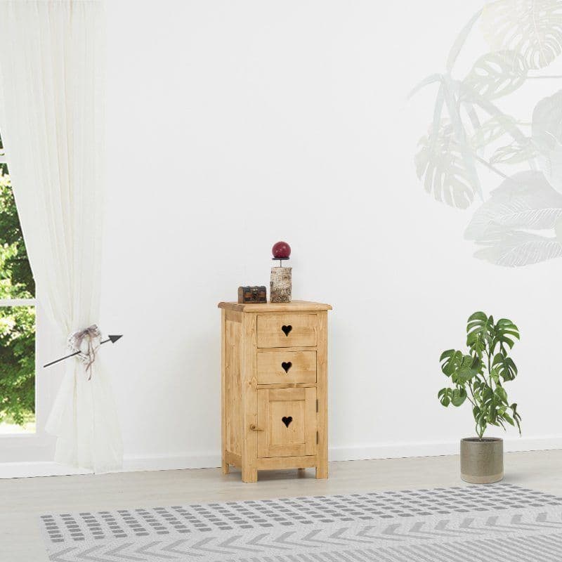 Comoda Rustic Love 1 usa si 2 sertare, Lemn masiv rustic, 48 x 42 x 89 cm