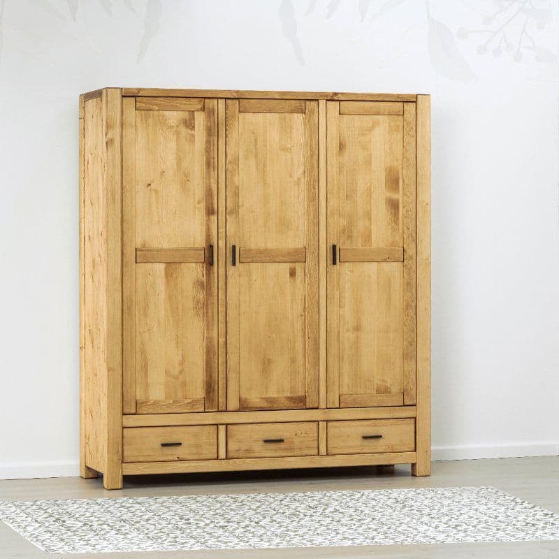 Dulap 3 usi si 3 sertare Ecuador, Lemn masiv rustic, 175 x 55 x 200 cm