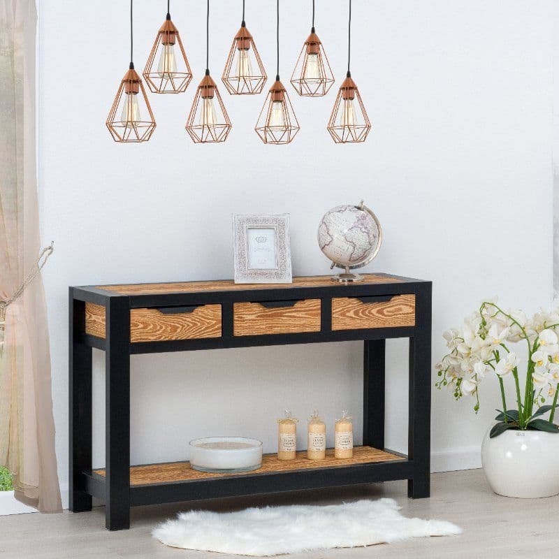 Consola Rustic Loft 3 sertare, Lemn masiv rustic, 119 x 35 x 75 cm