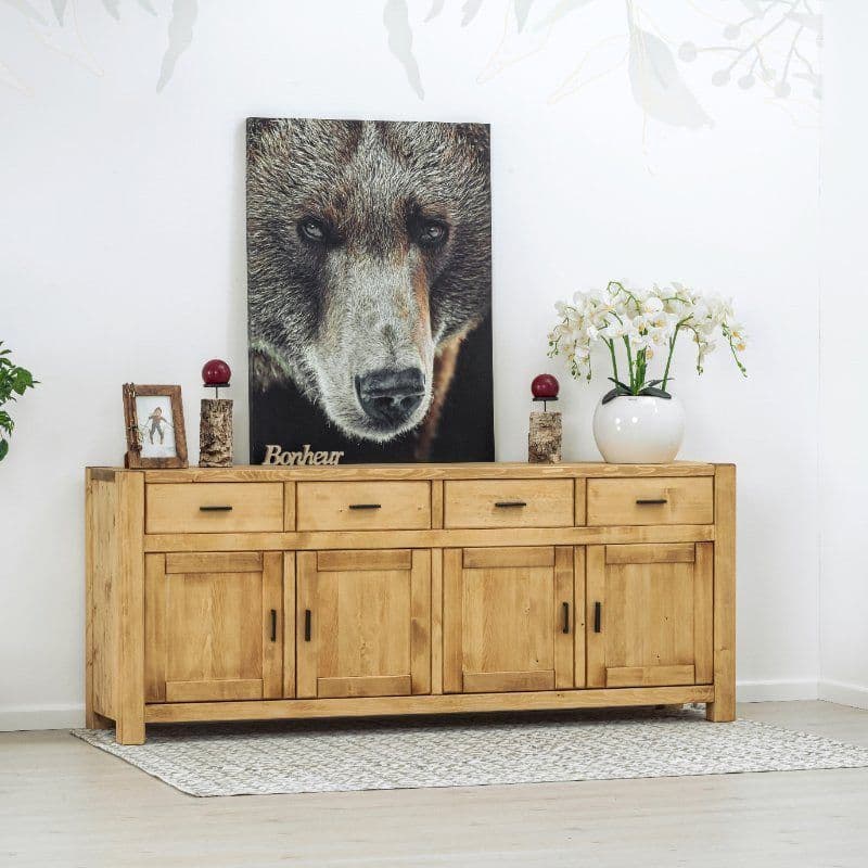 Bufet 4 usi si 4 sertare Ecuador, Lemn masiv rustic, 220 x 50 x 90 cm