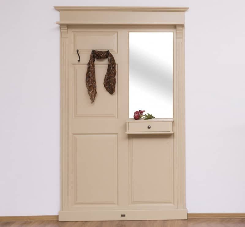Cuier lemn masiv cu oglinda si 1 sertar, 132 x 19 x 210 cm