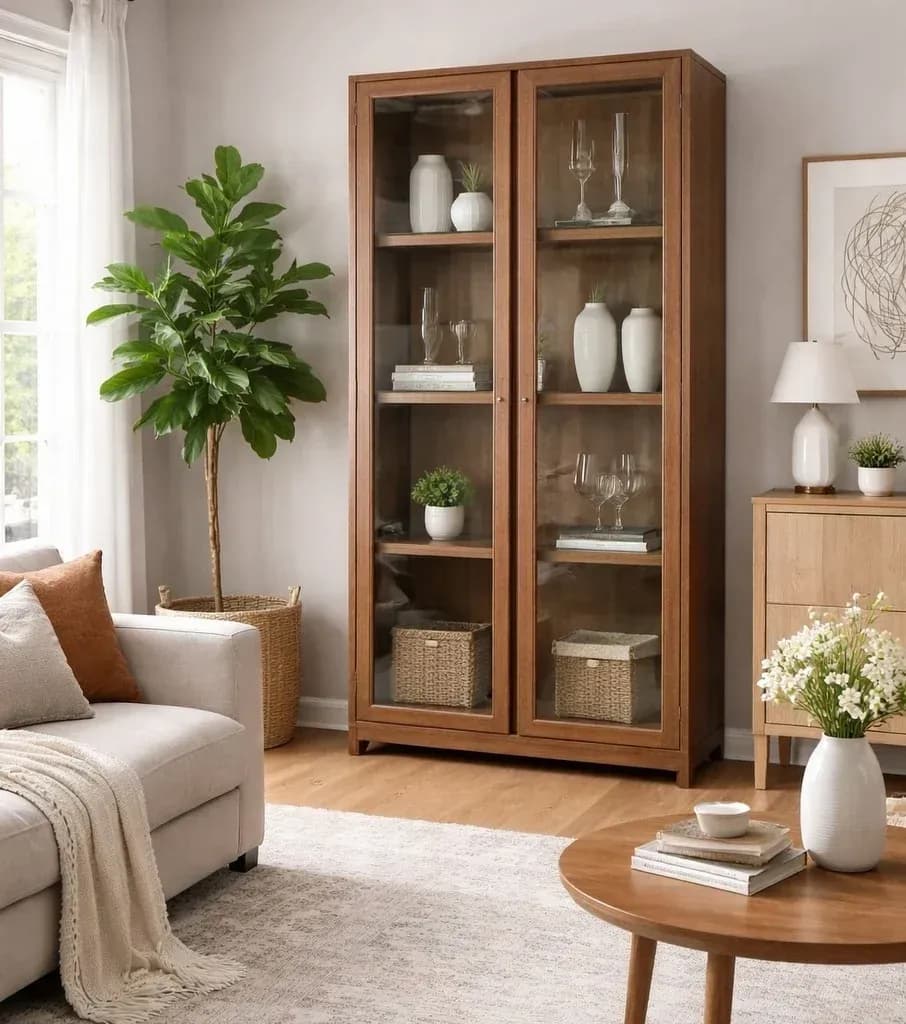 Vitrina cu 2 usi Massivo, Lemn Masiv Stejar, 114 x 51 x 231 cm