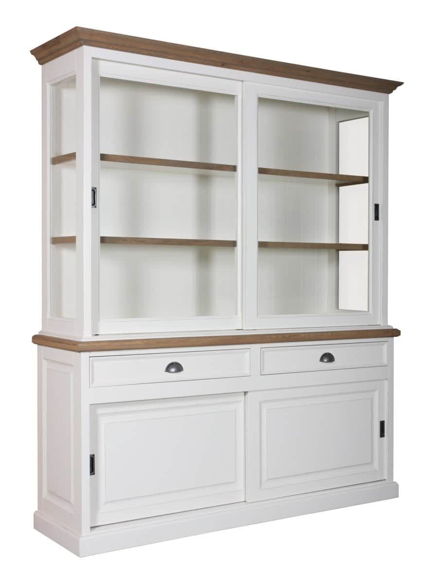 Bufet cu vitrina Lovely Oak 4 usi culisante