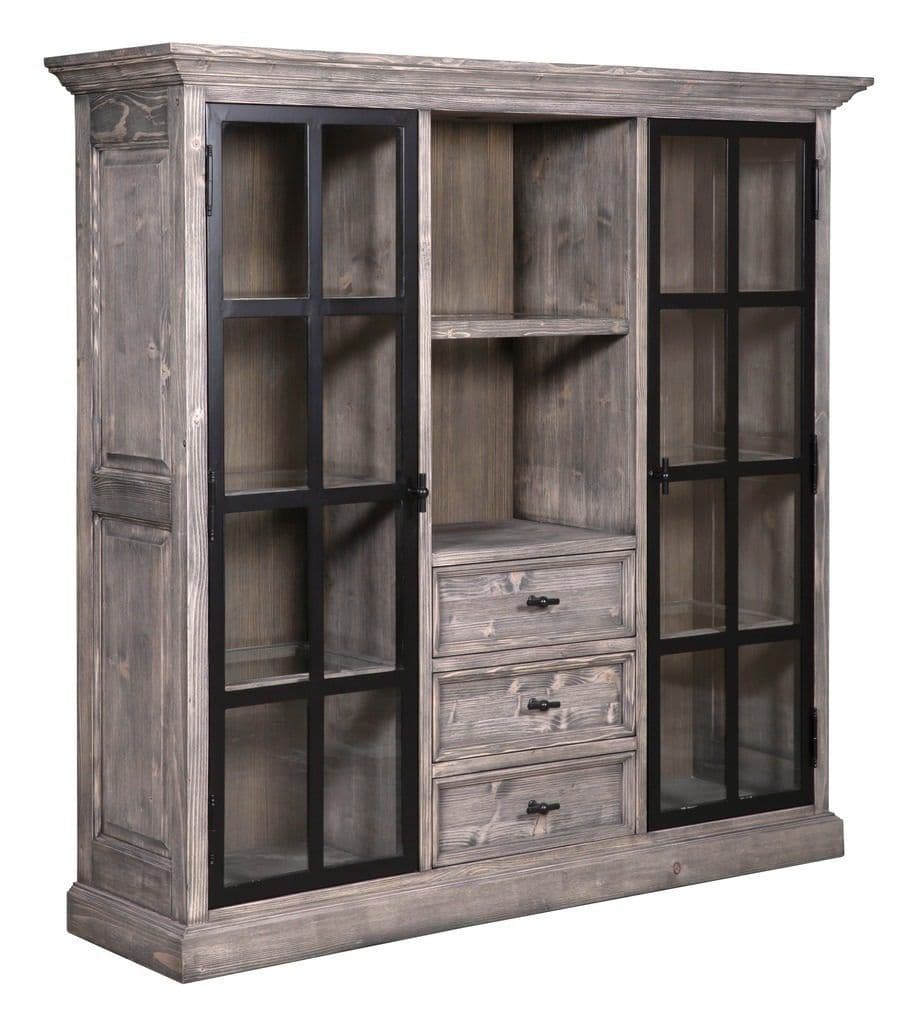 Vitrina Arctic Wood Metal cu 2 usi si 3 sertare