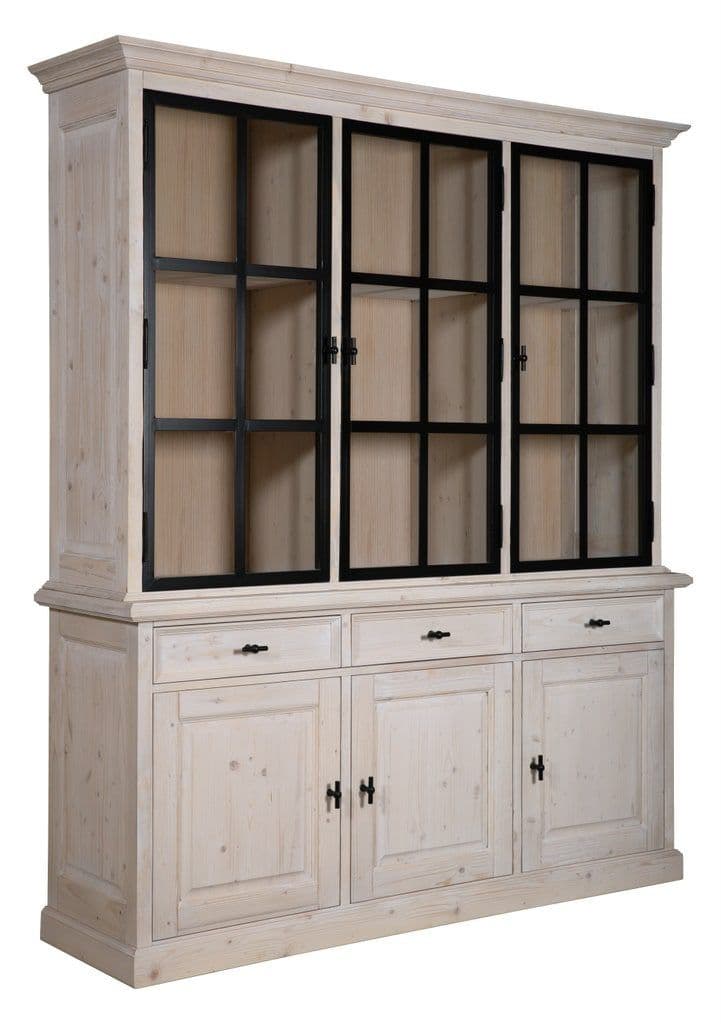 Bufet cu vitrina Arctic Wood Metal 2 x 3 usi White Wash