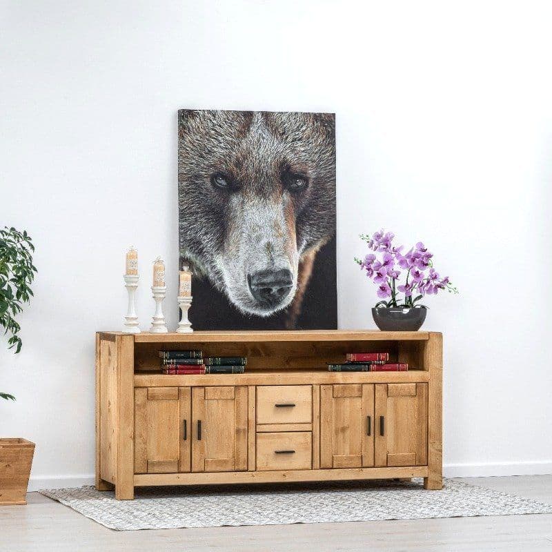 Comoda TV 4 usi 2 sertare si nisa Ecuador, Lemn masiv, 180 x 50 x 85 cm