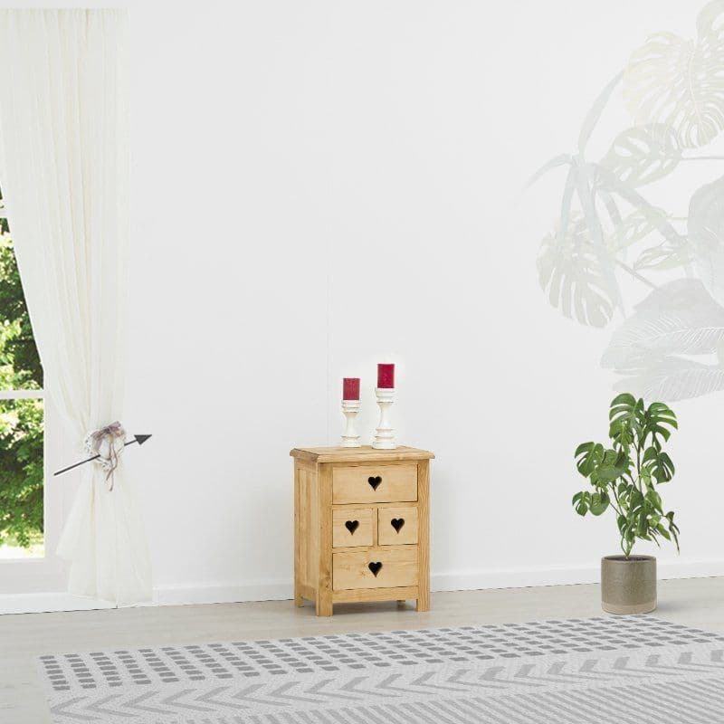 Noptiera Rustic Love cu 4 sertare, Lemn masiv rustic, 50 x 35 x 64 cm