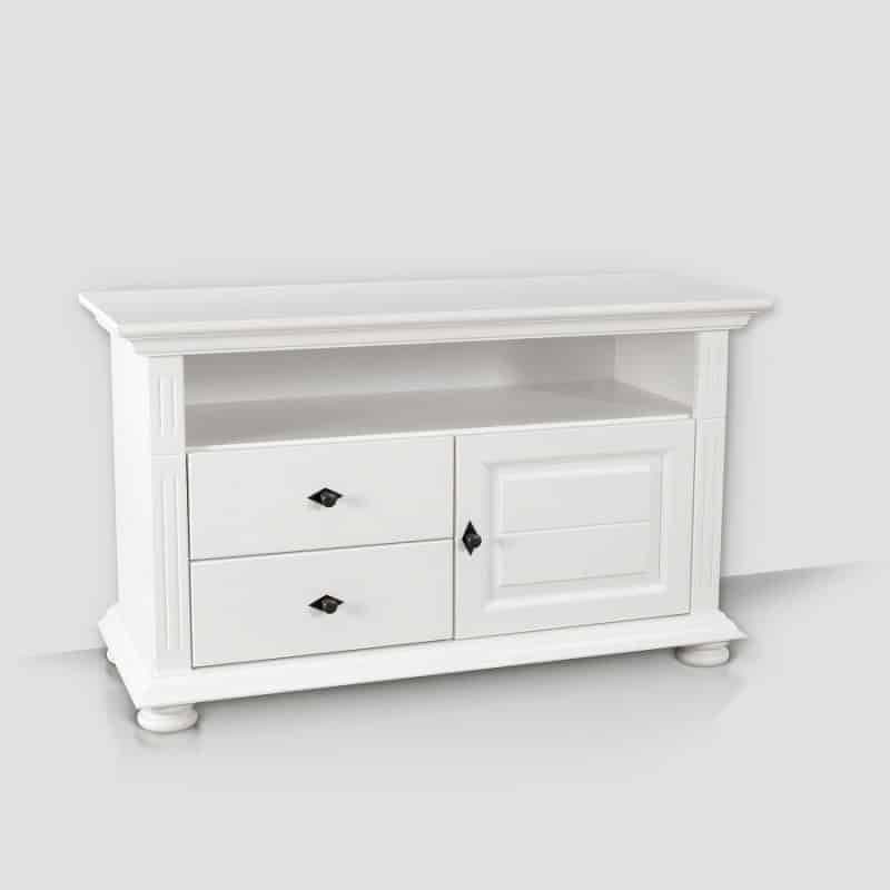 Comoda TV Elena, lemn masiv, 110 x 45 x 65 cm, alb unt