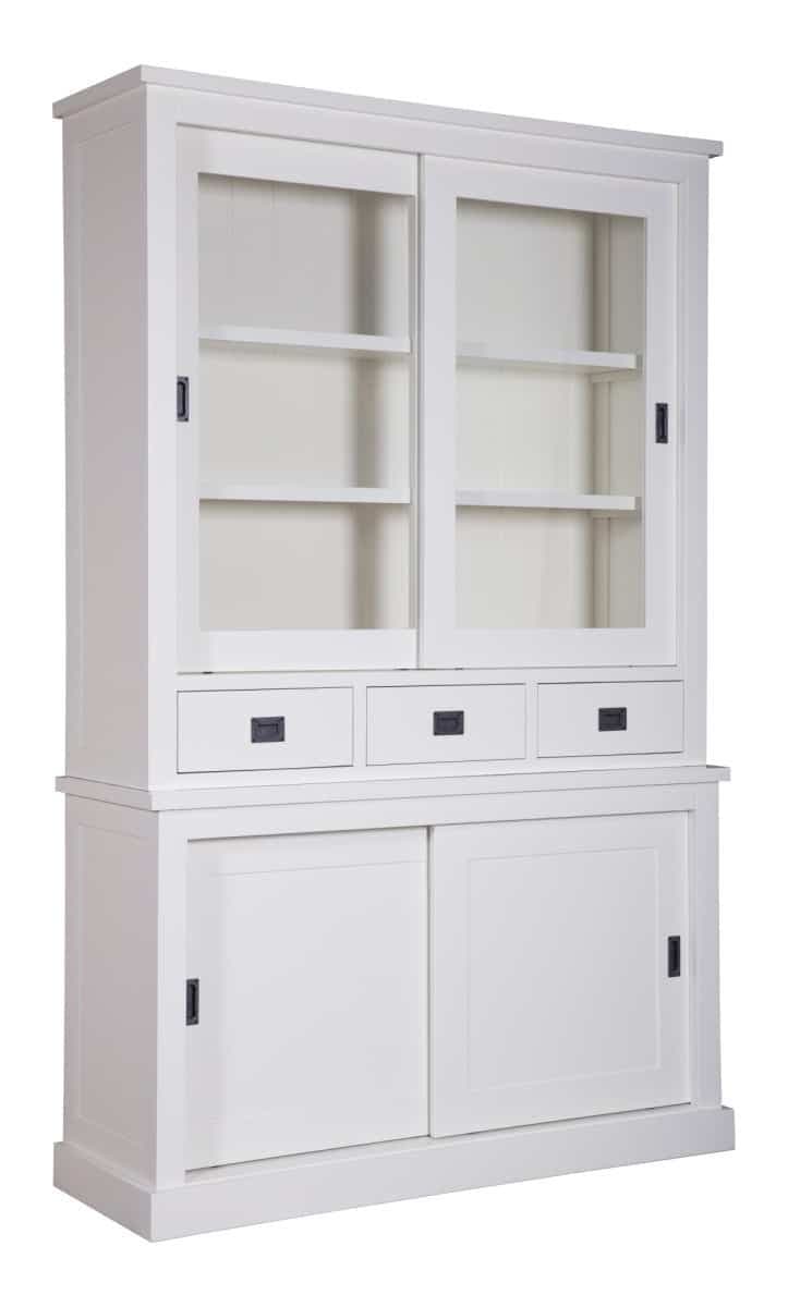 Bufet cu vitrina Lovely Kubic 2 x 2 usi culisante si 3 sertare