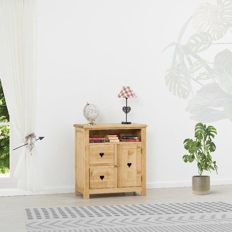 Comoda TV Rustic Love 1 usa si 2 sertare, Lemn masiv rustic, 84 x 42 x 89 cm