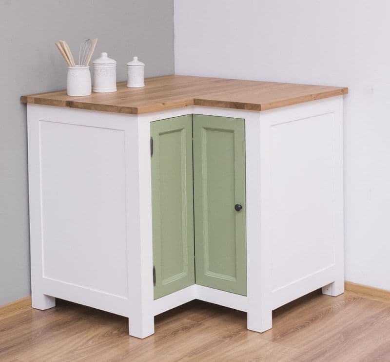Dulap de colt pentru bucatarie modulara, blat stejar masiv, 98 x 98 x 90 cm
