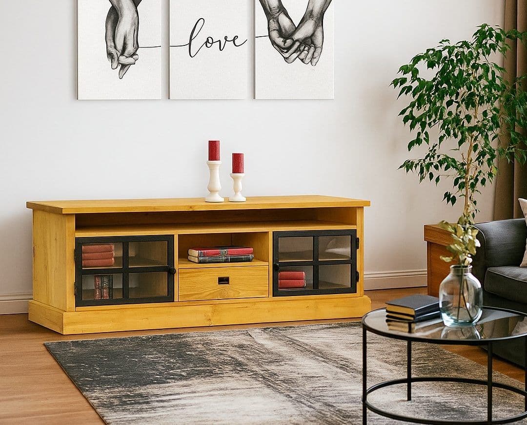 Comoda TV Industrial Wood, 160 x 40 x 60 cm, lemn masiv