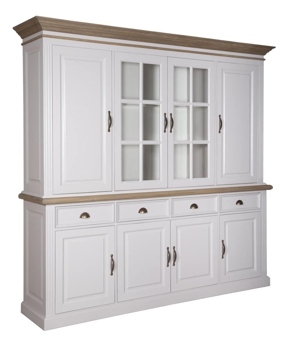 Bufet cu vitrina Lovely Oak, 8 usi si 4 sertare