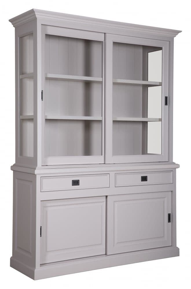 Bufet cu vitrina Lovely 2 x 2 usi culisante si 2 sertare