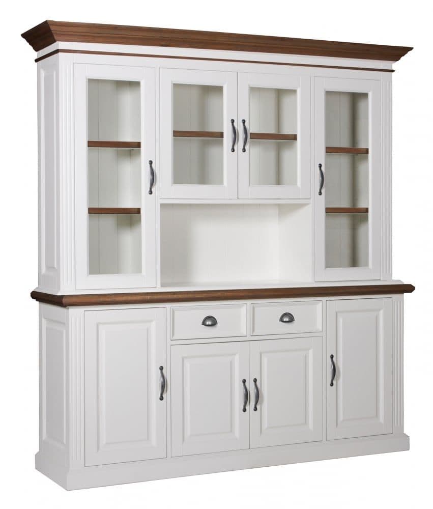 Bufet cu vitrina Lovely Oak 2 x 4 usi si 2 sertare