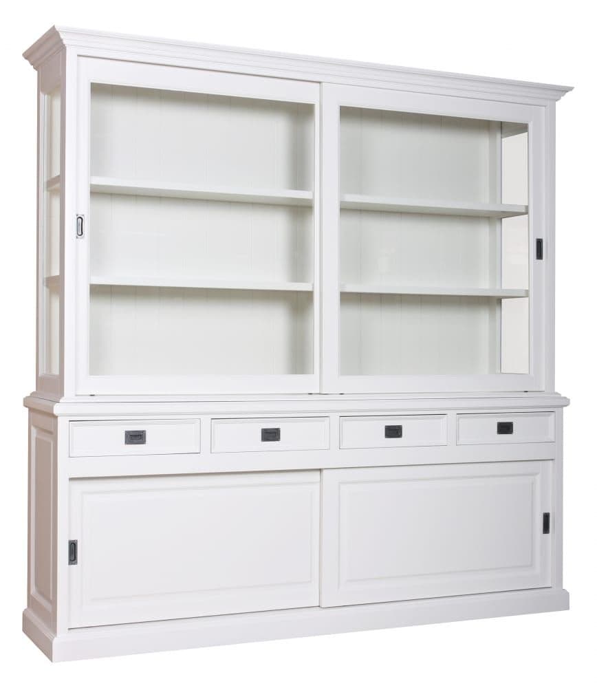 Bufet cu vitrina Lovely 2 x 2 usi culisante si 4 sertare