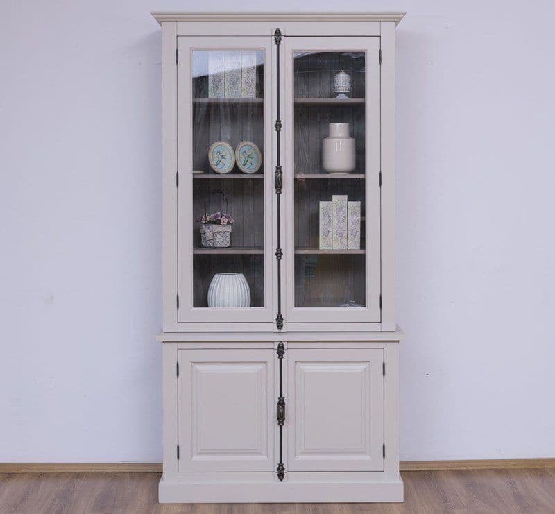 Bufet cu vitrina, 4 usi lemn masiv, 120 x 50 x 228 cm