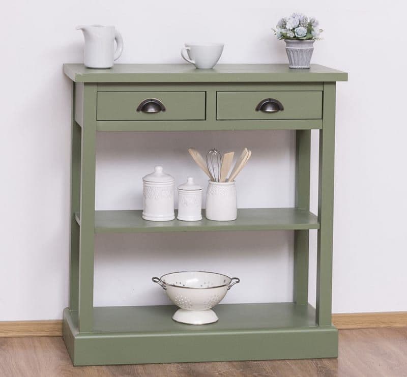 Consola cu 2 sertare si 1 raft lemn masiv, 85 x 35 x 89 cm