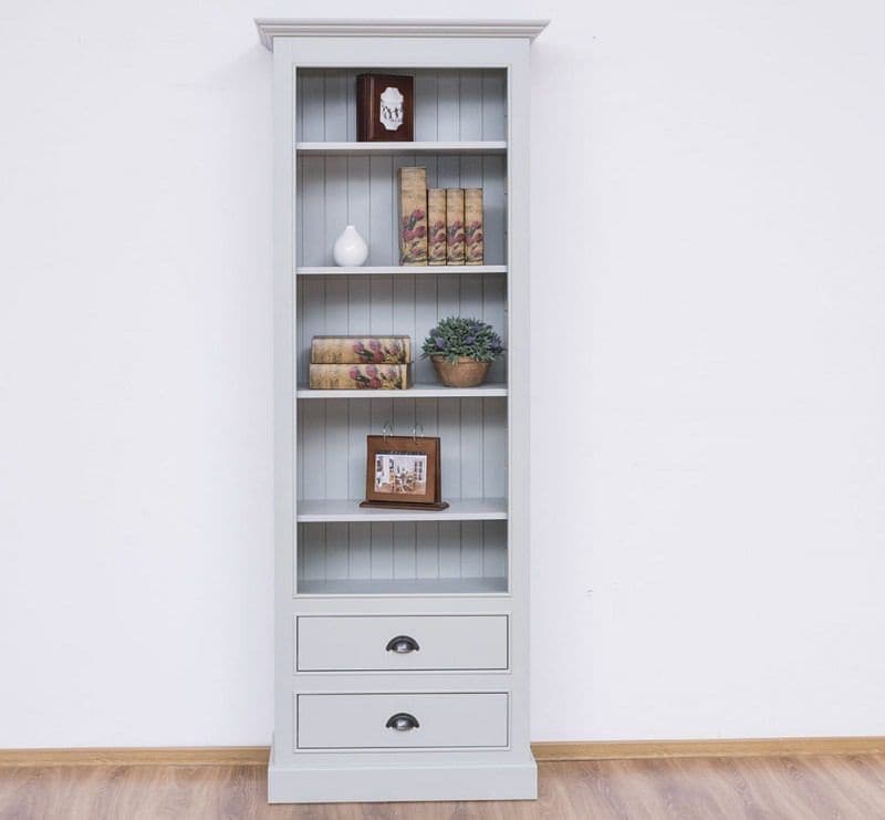 Biblioteca ingusta cu 2 sertare lemn masiv, 78 x 39 x 210 cm