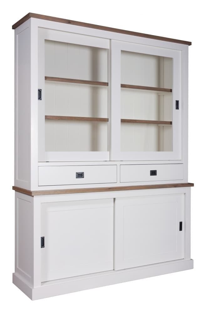 Bufet cu vitrina Lovely Kubic Oak 2 x 2 usi culisante
