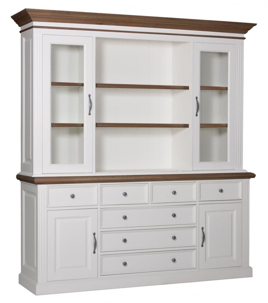 Bufet cu vitrina Lovely Oak 2 x 2 usi si 7 sertare